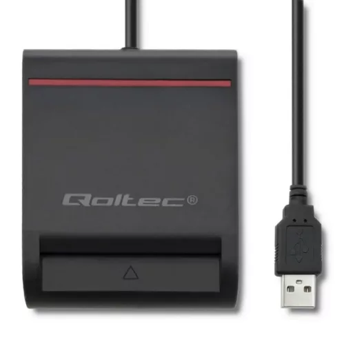 Qoltec 50642 mágneskártya olvasó USB Fekete