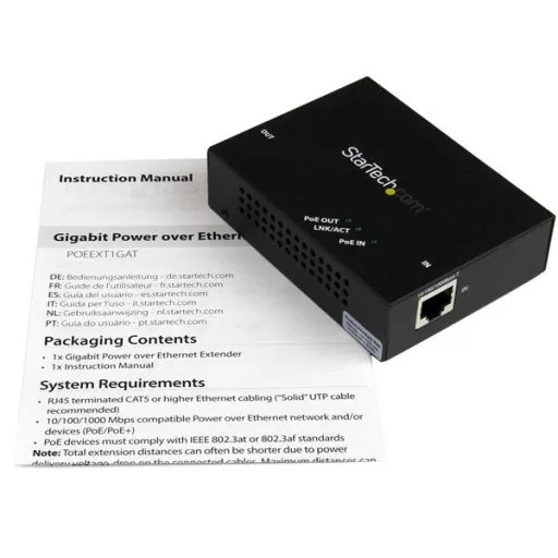 StarTech.com POEEXT1GAT hálózati bővítő Hálózati jelismétlő Fekete
