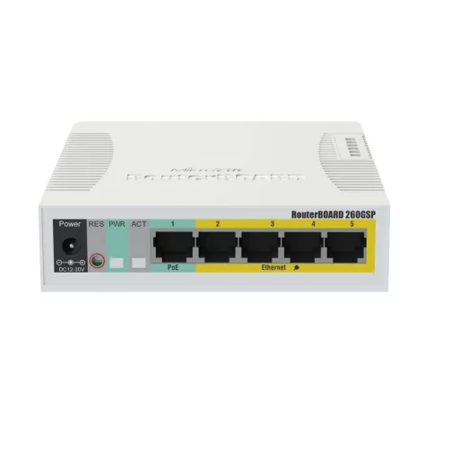 Mikrotik CSS106-1G-4P-1S hálózati kapcsoló Gigabit Ethernet (10/100/1000) Ethernet-áramellátás (PoE) támogatása Fehér