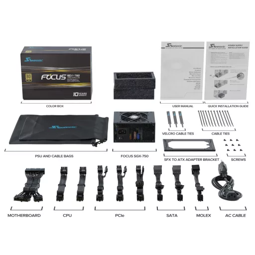 Seasonic FOCUS SGX-750 (2021) 750 W 20+4 pin ATX SFX Fekete