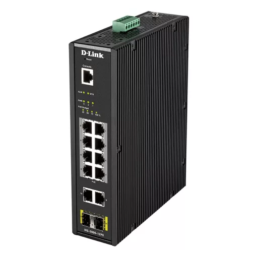 D-Link DIS-200G-12PS hálózati kapcsoló Vezérelt L2 Gigabit Ethernet (10/100/1000) Ethernet-áramellátás (PoE) támogatása Fekete