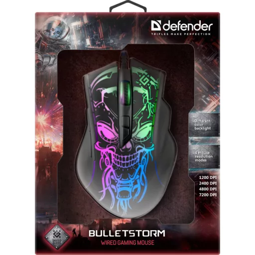 Defender BULLETSTORM GM-928 egér Játék Jobbkezes USB A típus Optikai 7200 DPI