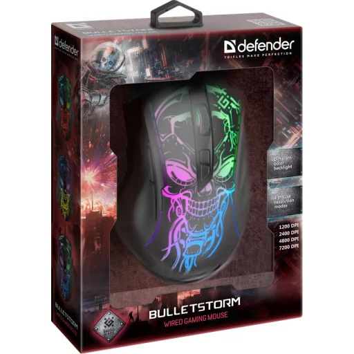 Defender BULLETSTORM GM-928 egér Játék Jobbkezes USB A típus Optikai 7200 DPI