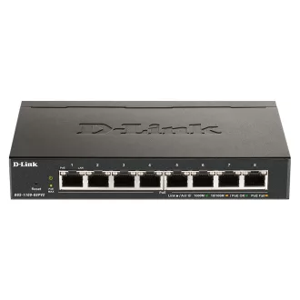   D-Link DGS-1100-08PV2/B Vezérelt L2/L3 Gigabit Ethernet (10/100/1000) Ethernet-áramellátás (PoE) támogatása Fekete