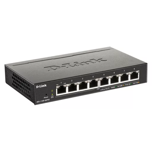 D-Link DGS-1100-08PV2/B Vezérelt L2/L3 Gigabit Ethernet (10/100/1000) Ethernet-áramellátás (PoE) támogatása Fekete