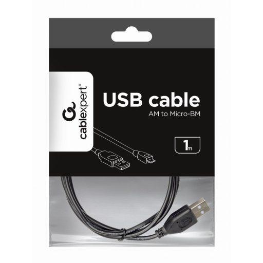 Gembird CCP-MUSB2-AMBM-1M USB kábel USB 2.0 Micro-USB B USB A Fekete