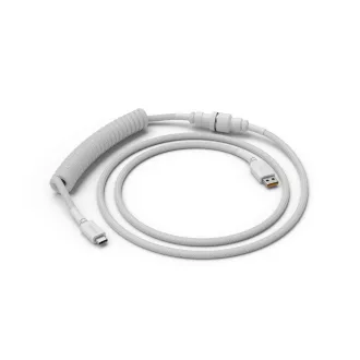   Glorious Gaming USB 2.0 cable 4.5ft total length 6 coiled section USB-C to USB-A adaptor 5-pin aviator connector Double-braided Fehér 1,37 M