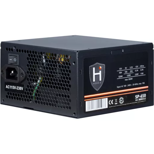Inter-Tech HIPOWER SP-650 650 W 20+4 pin ATX ATX Fekete