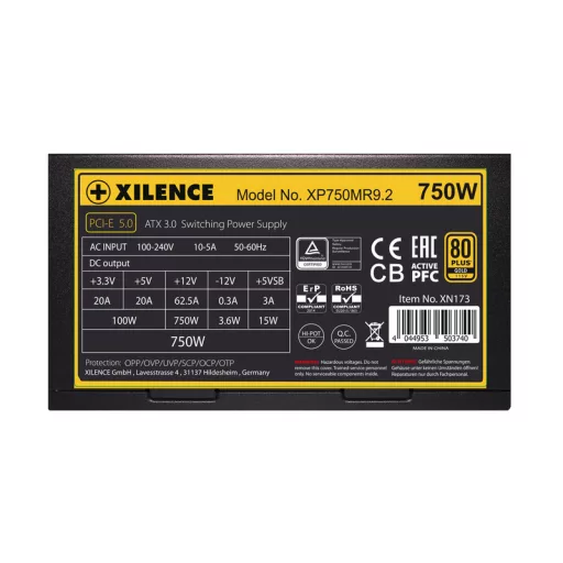 Xilence Performance X Series XP750MR9.2 750 W 20+4 pin ATX ATX Fekete, Vörös