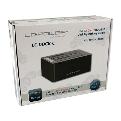 LC-Power LC-DOCK-C dokkoló állomás tárolóegységhez USB 3.2 Gen 2 (3.1 Gen 2) Type-C Fekete