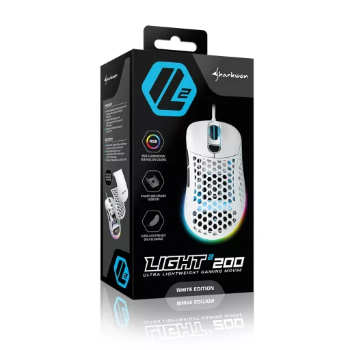 Sharkoon Light² 200 egér Játék Kétkezes USB A típus Optikai 16000 DPI