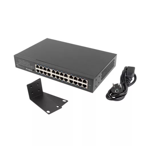 Lanberg RSGE-24 hálózati kapcsoló Beállítást nem igénylő (unmanaged) Gigabit Ethernet (10/100/1000) 1U Fekete