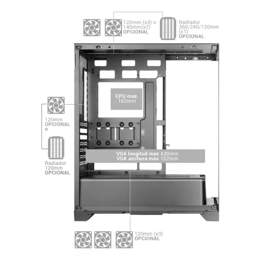 Mars Gaming MCPRISMA Midi Tower Fekete