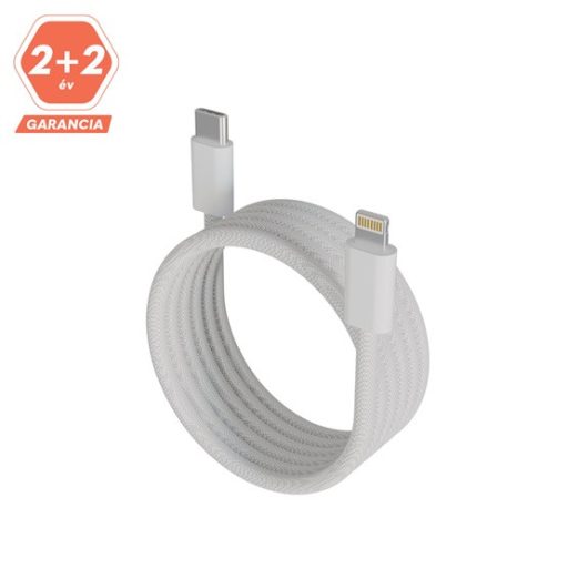 KAB AVAX CB611W MAGNETY 27W USB-C - LIGHTNING mágneses gyorstöltő kábel, fonott, fehér - 1m