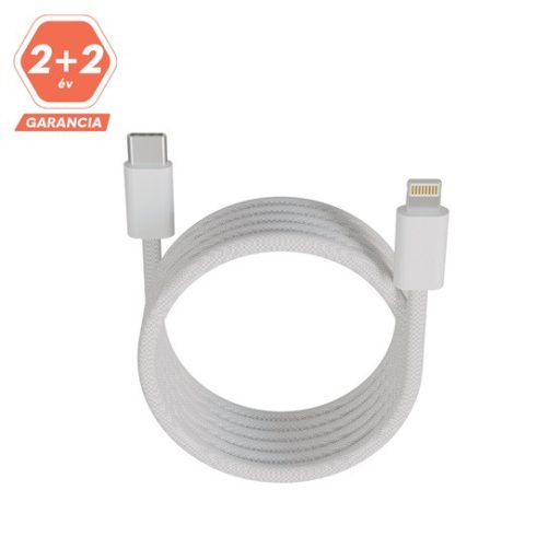 KAB AVAX CB611W MAGNETY 27W USB-C - LIGHTNING mágneses gyorstöltő kábel, fonott, fehér - 1m