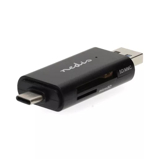 Nedis CRDRU3110BK USB3.2 Gen1 - USBC kártyaolvasó microSD (TF) / microSDHC (TF) / microSDXC (TF) / SD / SDHC / SDXC