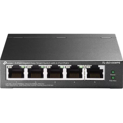 TP-Link TL-SG105MPE hálózati kapcsoló L2 Gigabit Ethernet (10/100/1000) Ethernet-áramellátás (PoE) támogatása Fekete