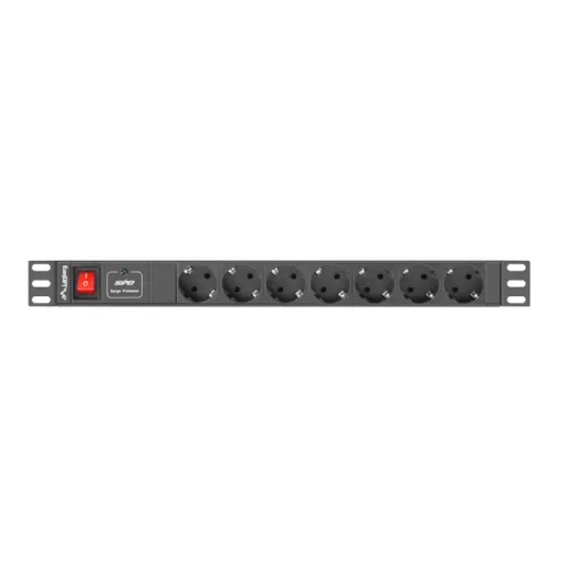 Lanberg PDU-07F-0200-BK áramelosztó egység (PDU) 7 AC kimenet(ek) 1U Fekete