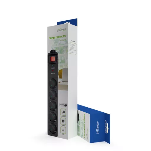 EnerGenie SPG5-C-15 túlfeszültségvédő Fekete 5 AC kimenet(ek) 250 V 4,5 M