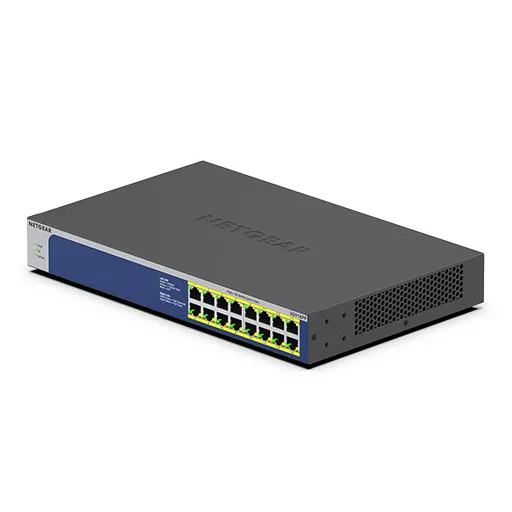 NETGEAR GS516PP Beállítást nem igénylő (unmanaged) Gigabit Ethernet (10/100/1000) Ethernet-áramellátás (PoE) támogatása Kék, Szürke