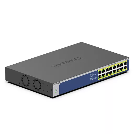 NETGEAR GS516PP Beállítást nem igénylő (unmanaged) Gigabit Ethernet (10/100/1000) Ethernet-áramellátás (PoE) támogatása Kék, Szürke