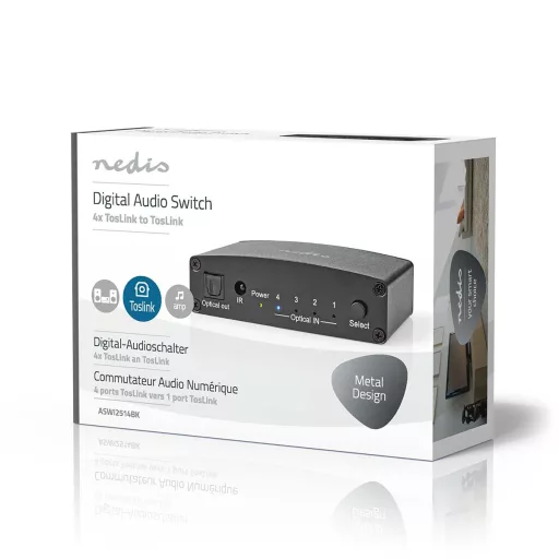 Nedis ASWI2514BK audió kapcsoló Fekete