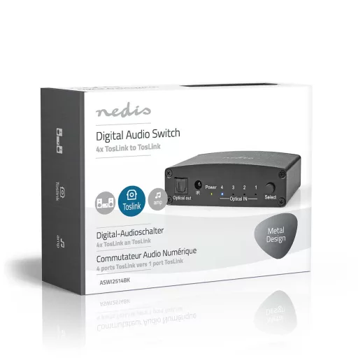 Nedis ASWI2514BK audió kapcsoló Fekete