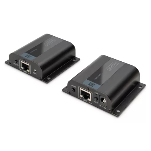 Digitus DS-55100-1 audió/videó jeltovábbító AV adó- és vevőegység Fekete