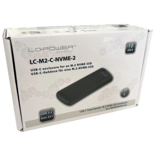 MBR LC Power Külső ház - USB 3.2 2x2 Type C - M.2 NVMe SSD - LC-M2-C-NVME-2X2-RAID