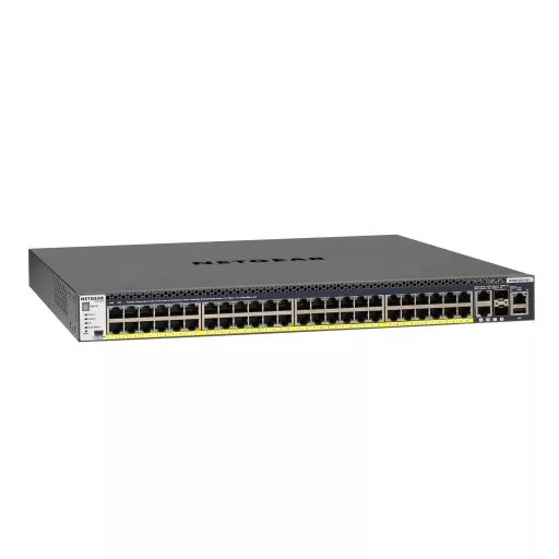 NETGEAR M4300-52G-PoE+ 1000W PSU Vezérelt L2/L3/L4 Gigabit Ethernet (10/100/1000) Ethernet-áramellátás (PoE) támogatása 1U Fekete
