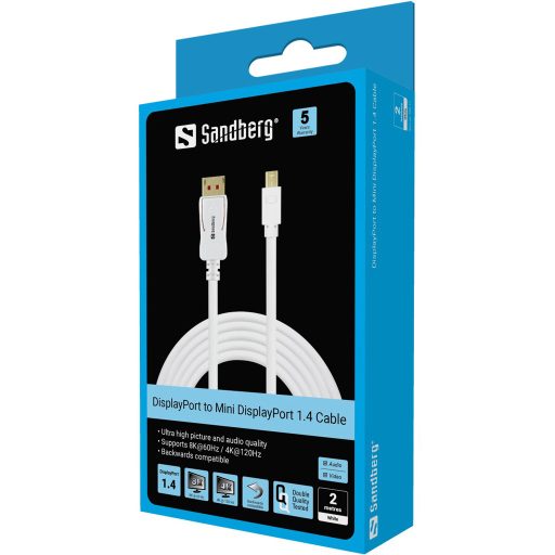Sandberg 509-17 DisplayPort kábel Mini DisplayPort Fehér