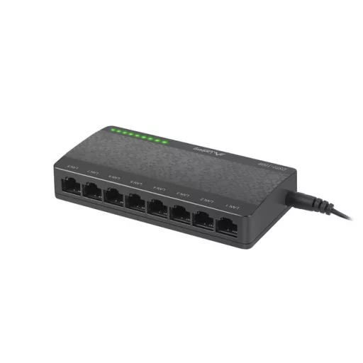 Lanberg DSP1-1008 hálózati kapcsoló Beállítást nem igénylő (unmanaged) Gigabit Ethernet (10/100/1000) Fekete, Szürke