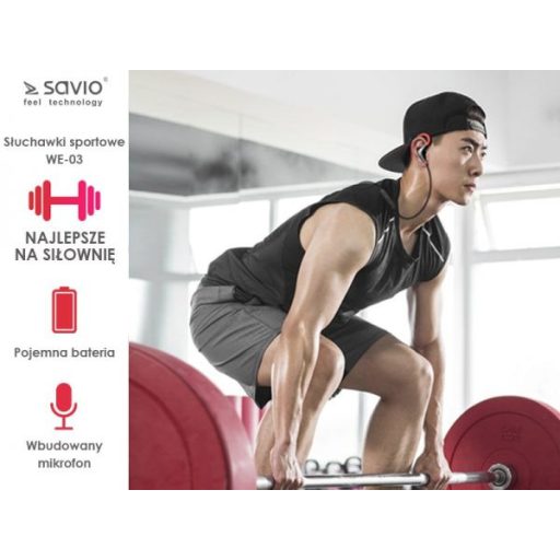 Savio WE-03 fejhallgató és headset Vezeték nélküli Hallójárati Sport Bluetooth Fekete