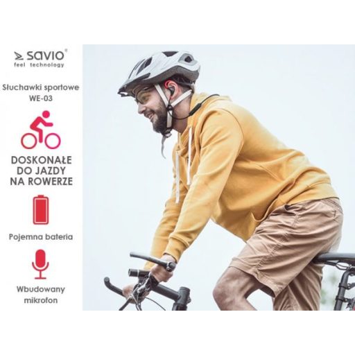 Savio WE-03 fejhallgató és headset Vezeték nélküli Hallójárati Sport Bluetooth Fekete