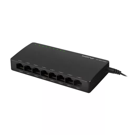 Lanberg DSP2-1008-12V hálózati kapcsoló Beállítást nem igénylő (unmanaged) Gigabit Ethernet (10/100/1000) Fekete