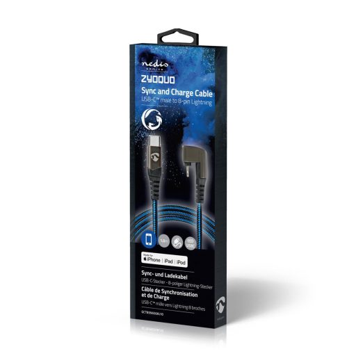 Nedis GCTB39650AL10 Lightning kábel 1 M Fekete, Kék