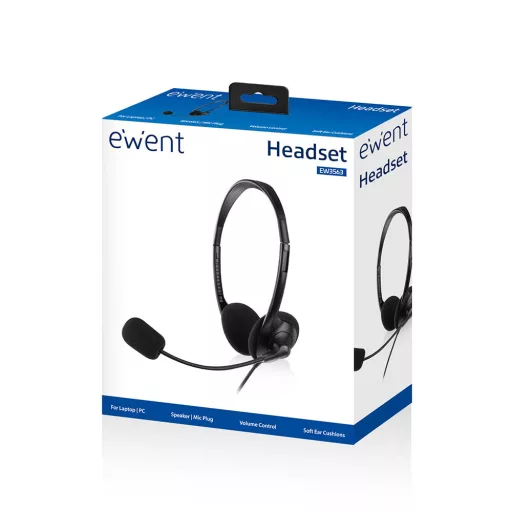 Ewent EW3563 fejhallgató és headset Vezetékes Fejpánt Hívás/zene Fekete