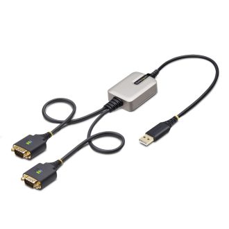   StarTech.com 2P1FFC-USB-SERIAL csatlakozó átlakító USB-A 2 x DB-9 RS-232 Fekete, Szürke
