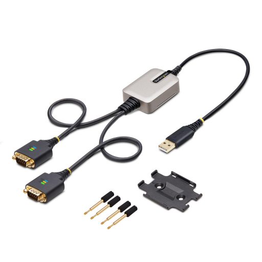 StarTech.com 2P1FFC-USB-SERIAL csatlakozó átlakító USB-A 2 x DB-9 RS-232 Fekete, Szürke