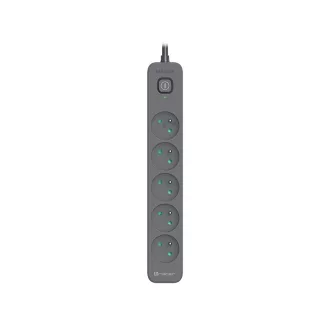   Power Line+ 3m Graphite surge protector power strip (5 sockets)