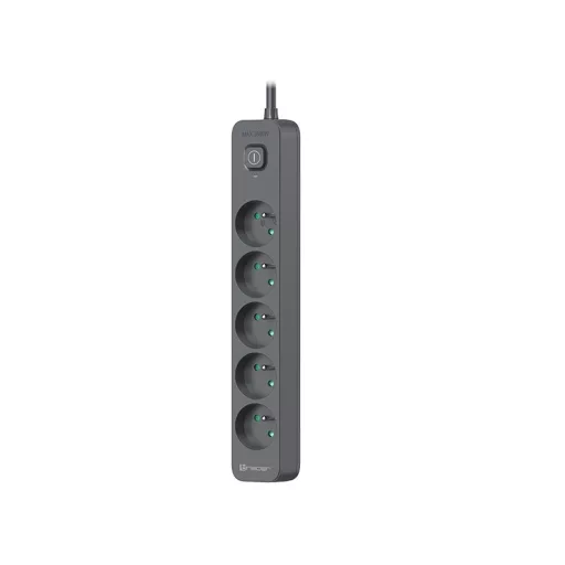 Power Line+ 3m Graphite surge protector power strip (5 sockets)