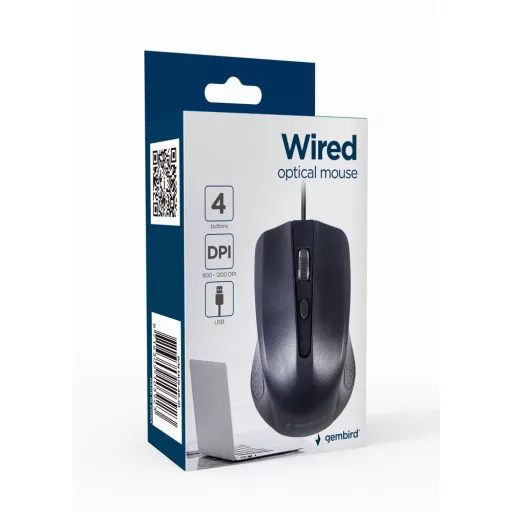 Gembird MUS-4B-01 egér Irodai Kétkezes USB A típus Optikai 1200 DPI