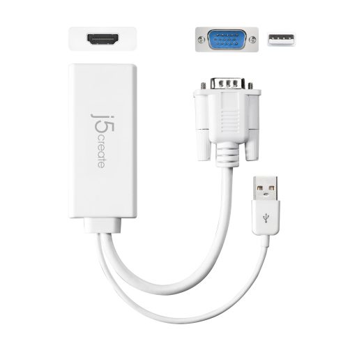 j5create JDA214 0,176 M VGA, USB A HDMI Fehér