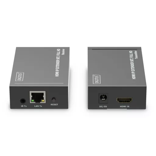 Digitus DS-55517 audió/videó jeltovábbító AV adó- és vevőegység Fekete