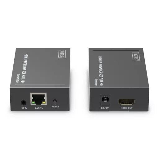 Digitus DS-55517 audió/videó jeltovábbító AV adó- és vevőegység Fekete