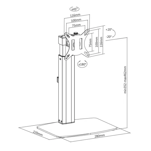 ACT AC8331 asztali TV konzol 81,3 cm (32") Fekete