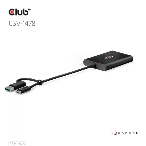 CLUB3D CSV-1478 videó elosztó USB C-típus 2x DisplayPort