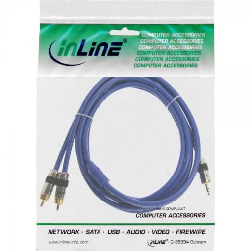 InLine 4043718032006 audio kábel 2 M 2 x RCA 3.5mm Kék
