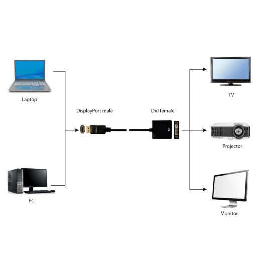 Gembird A-DPM-DVIF-002 video átalakító kábel 0,1 M DisplayPort DVI Fekete