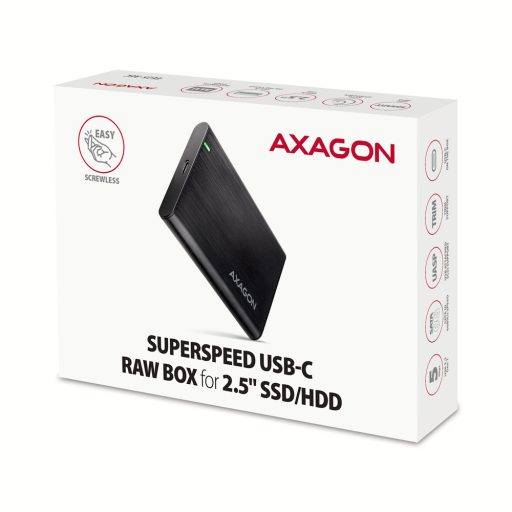 Axagon EE25-A6C tárolóegység burkolat HDD/SSD ház Fekete 2.5"